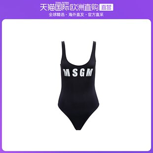 3042MDF105217467 香港直邮MSGM 黑色logo印花连体泳衣