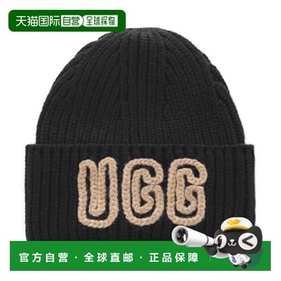 黑色带 日本直邮UGG 102345 女士粗线罗纹针织帽 Log Australia