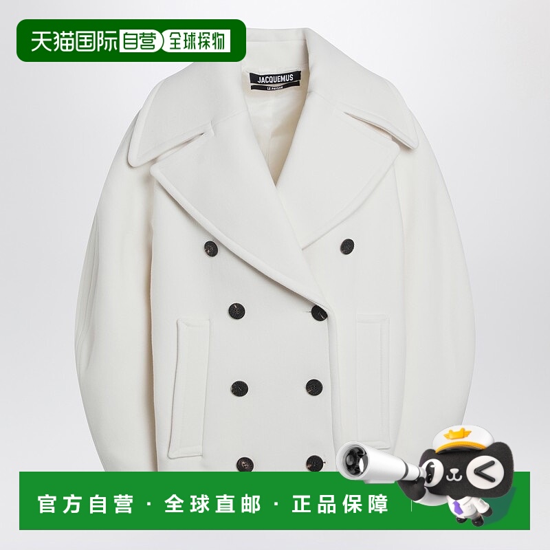 1h可退 香港直邮潮奢 Jacquemus 女士 白色羊毛双排扣大衣 25HCOW