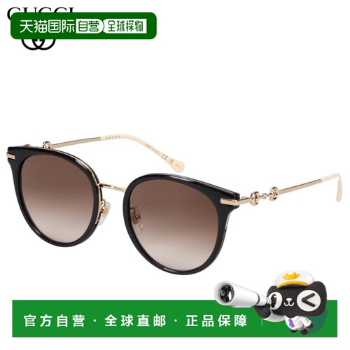 日本直邮GUCCI 太阳镜男式女式亚洲版型防紫外线太阳镜黑色 GG101