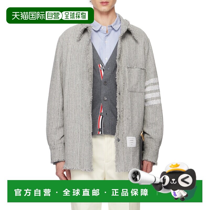香港直邮奢淘 Thom Browne 毛边羊毛4条纹衬衫式外套 男 MJO055TF