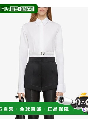 香港直邮GIVENCHY 女士衬衫 BW611H1480100 AW2022 白色 4G束带府