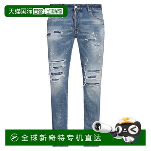 香港直邮潮奢 二次方 1h可退 Dsquared2 blue蓝色 男士 牛仔长裤