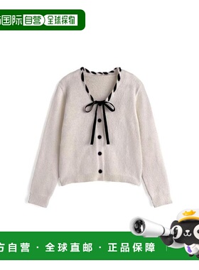 日本直邮日潮 GRL天鹅绒蝴蝶结V领针织开衫an1903