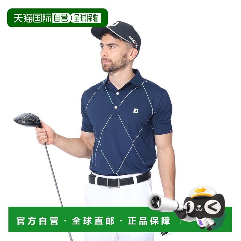 日本直邮FOOT JOY 吸汗速干钻石印花男士半袖宽领衬衫 8179 高尔