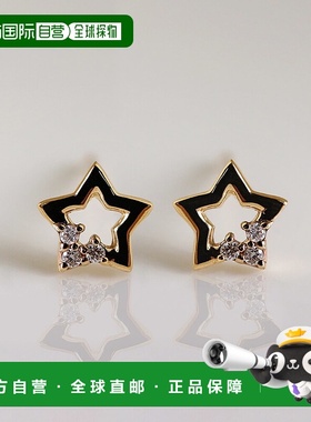 1h可退 日本直邮cui-cui 星星钻石耳钉 K10YG 黄金材质 0.02ct 日