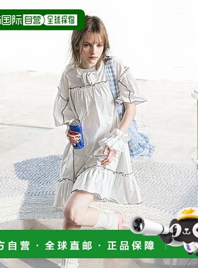 1h可退 日本直邮forksy. 女士波点边缘荷叶边过膝半袖T恤 FOsc912