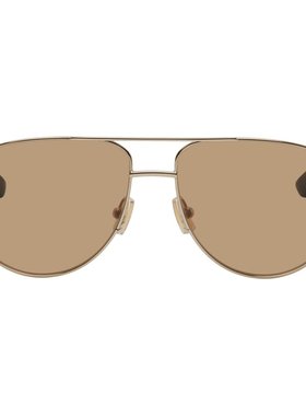 潮奢 Bottega Veneta 葆蝶家 男士 金色飞行员太阳镜 BV1302S