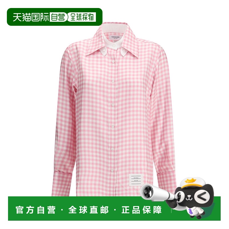 1h可退 香港直邮潮奢 Thom Browne 汤姆 布朗 女士 格纹真丝衬衫