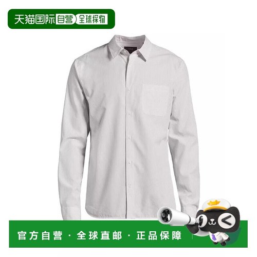 1h可退 【美国直邮】Vince|细条纹棉混纺纽扣衬衫长袖