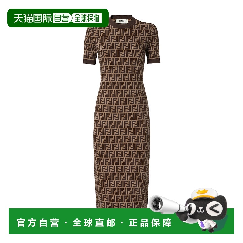 1h可退 香港直邮FENDI 女士连衣裙 FZDD54ASJTF0GGE CO 棕色 ABIT