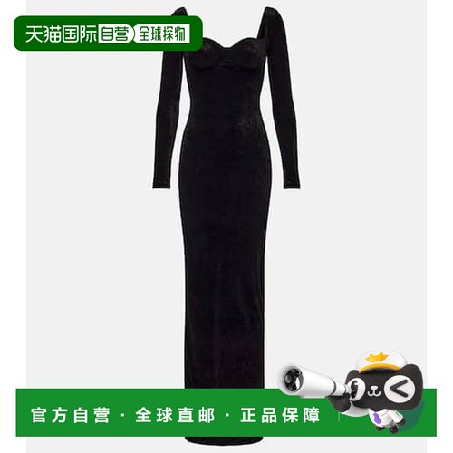 1h可退 香港直邮Balenciaga 巴黎世家 女士 天鹅绒礼服 black黑色