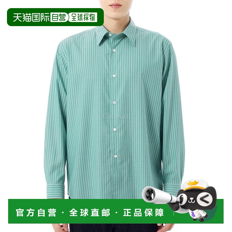 韩国直邮AURALEE  细羊毛条纹衬衫 绿色条纹 (A25SS01WW) 长袖衬