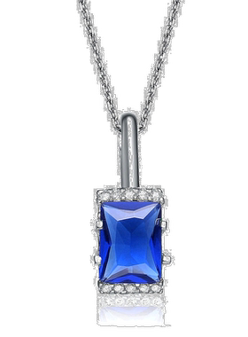 自营 geneviveGv 纯银蓝白方晶锆石方形项链 - 蓝色 美国奥莱直发