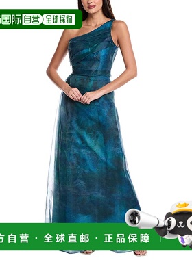 自营Rene Ruiz单肩硬纱礼服-绿色 美国奥莱直发连衣裙长裙