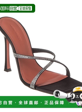 自营 AMINA MUADDI Adriana 水晶 105 缎面凉鞋 - 黑色 美国奥莱