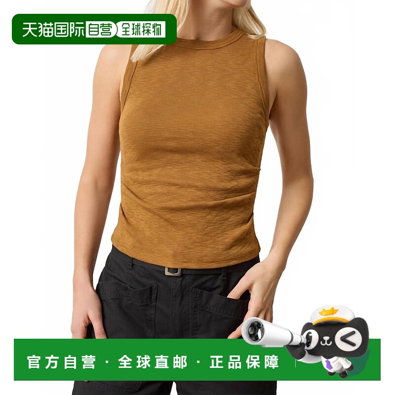 自营lilla pRib Slub Side Pleat Tank Top In Brown - brown 美