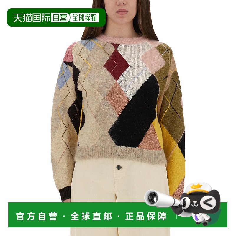 香港直邮潮奢 Moschino 莫斯奇诺 女士 DIAMOND 网纱图案毛衣 090