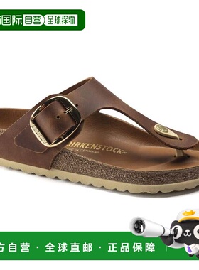 自营Birkenstock Gizeh 1018745 Thong Cognac Leather Big Buckl