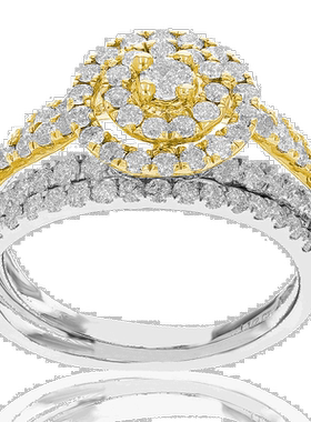 自营vir jewels1 1/4 cttw 钻石婚礼订婚戒指套装 14K 白色黄金光