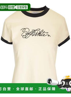 1h可退 香港直邮潮奢 off-white 女士 灰白色 Script Fitted T 恤