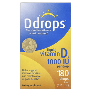 香港直发ddrops液体维生素D3促进肌肉健康5ml单位天然滴剂补充剂