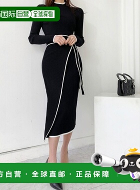 1h可退 日本直邮SEU 女士双色细身显瘦包裹式针织连衣裙 高级休闲