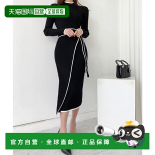 1h可退 日本直邮SEU 女士双色细身显瘦包裹式针织连衣裙 高级休闲