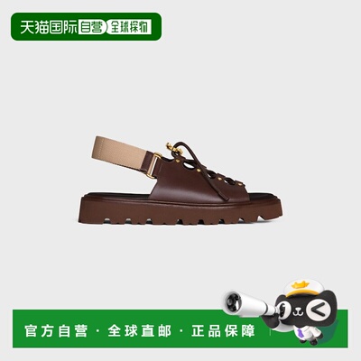 自营1h可退 欧洲直邮CELINE赛琳 BILLIE 女款小牛皮拼接织物凉鞋