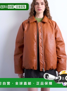 1h可退 香港直邮潮奢 Topshop 女士 仿皮带里衬蓬松焦橙色夹克