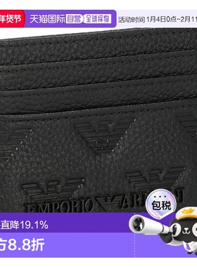 日本直邮EMPORIOARMANI阿玛尼皮革黑色卡片收纳卡包YEM320-Y142V
