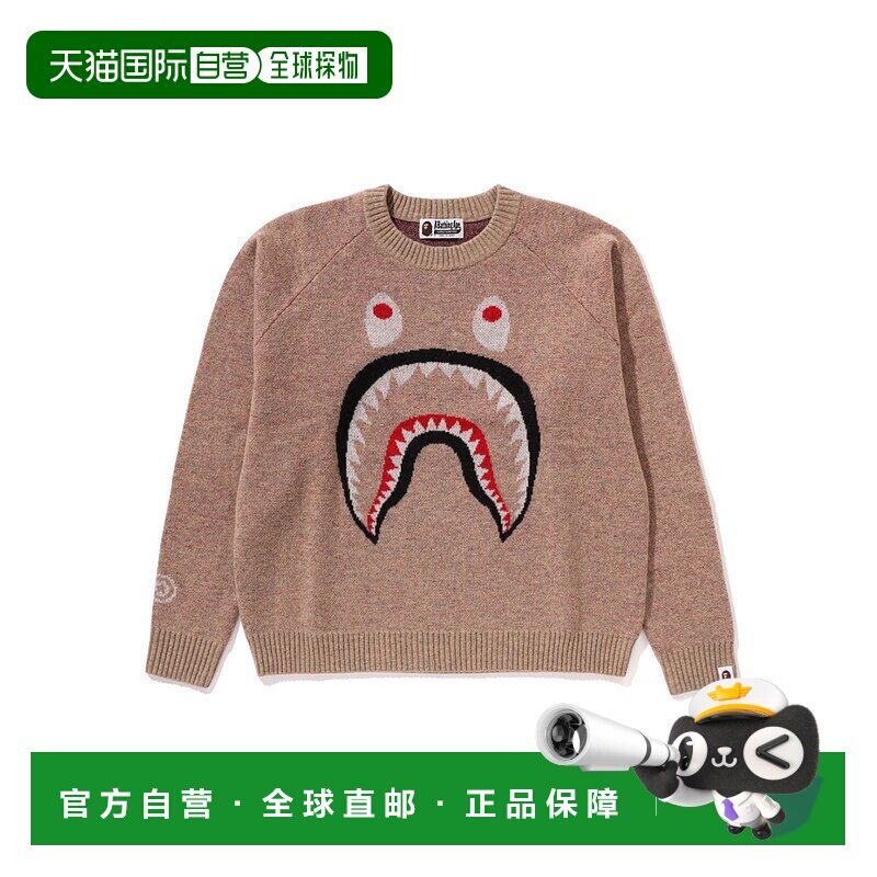 1h可退 日本直邮A BATHING APE 女士鲨鱼图案羊毛混纺毛衣 1K8022