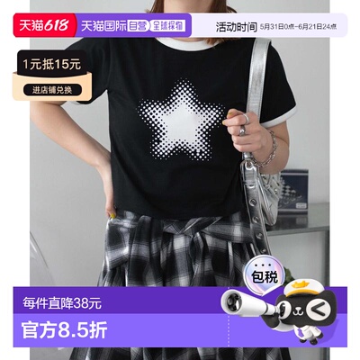 1h可退 日本直邮WEGO 女士星星图案短款Ringer T恤 WE25SM03L0034