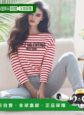 香港直邮VALENTINO 女士T恤 BMG24B961AS0 SS2025 红色条纹