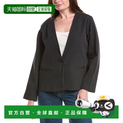 自营EILEEN FISHER Plus V领夹克-黑色外套 美国直发奥莱