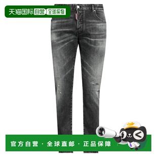 1h可退 【美国直邮】Dsquared2男士牛仔裤中腰紧身弹力徽标褪色做