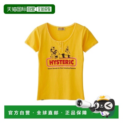 1h可退 日本直邮HYSTERIC GLAMOUR 女士蕾丝边亨利领印花T恤 0124