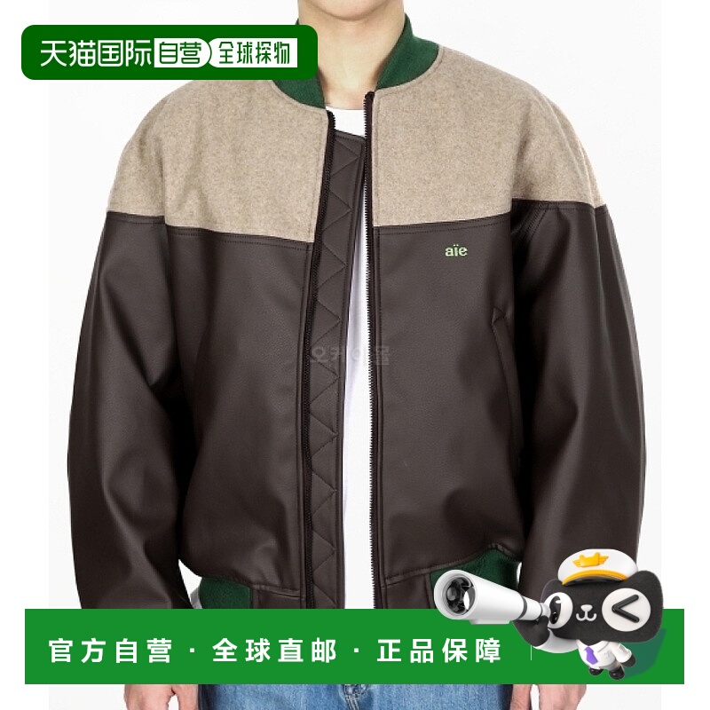 韩国直邮AIE CPS 合成皮革夹克 - 梅尔顿羊毛混纺 男士夹克 2023