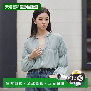 nk05蕾丝宽松蝴蝶结内搭 褶皱雪纺杨柳衬衫 日本直邮日潮 GRL