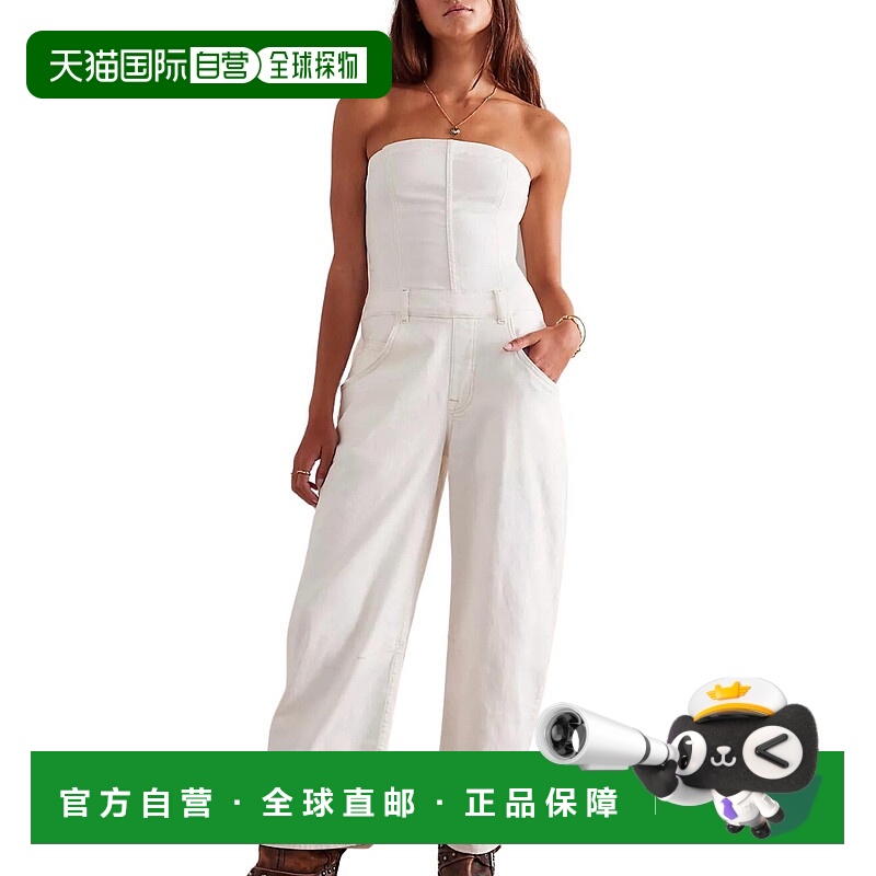 自营 free peopleJe Suis Barrel Leg Jumpsuit In Stone White -
