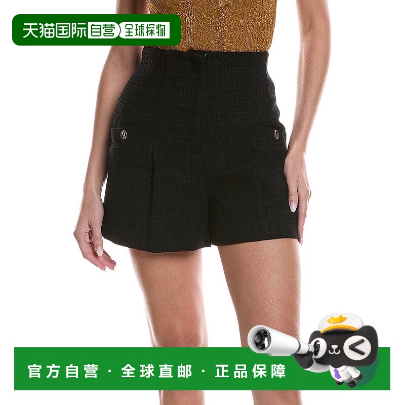 自营sandro桑德罗粗斜纹短款-黑色 美国奥莱直发短裤