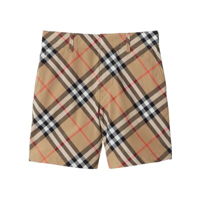 BURBERRY 男童短裤 80888451 AW2024 棕色 腰带袢带格纹短裤