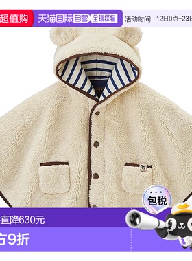 【日本直邮】MIKIHOUSE 双B毛绒斗篷 保暖外套 米色 63-3802-491