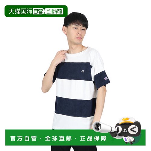 日本直邮冠军CHAMPION男士半袖T恤拼接条纹款C3-X360 370短袖