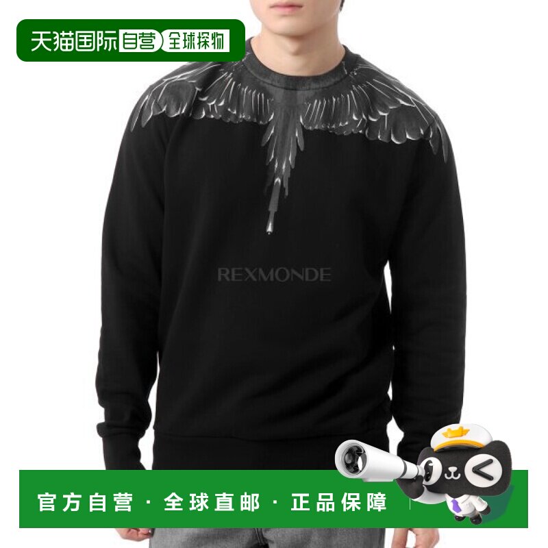 韩国直邮Marcelo Burlon运动夹克衫男女同款黑色翅膀舒适时尚柔软