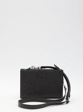 GUCCI 男士斜挎包 795240AABY01000 CO 黑色 超级双G迷你手拿包