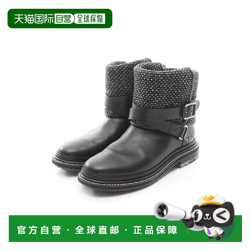 日本直邮中古Chanel香奈儿女A级95新boots靴牛皮鞋黑色经典正品BR