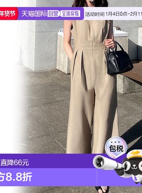 日本直邮JUNOAH 拉链束腰连身裙裤  吊带[服装] JU5602EW04994