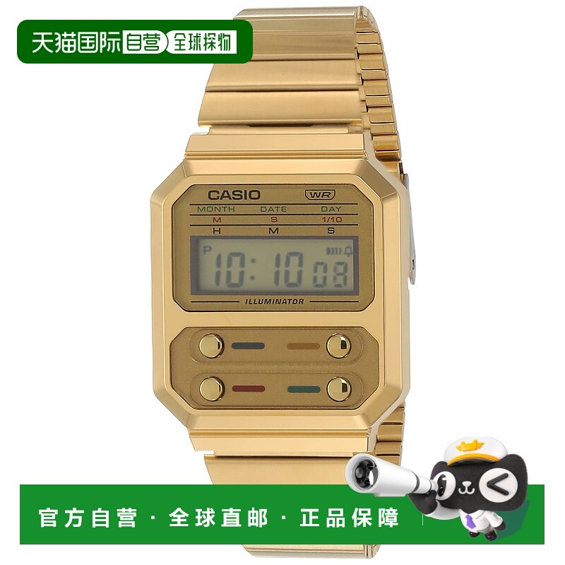 自营casio卡西欧复古数字金色中性手表-金色 美国奥莱直发