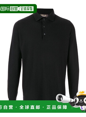 香港直邮Loro Piana 黑色修身POLO衫 FAF8291男装长袖羊绒针织衫
